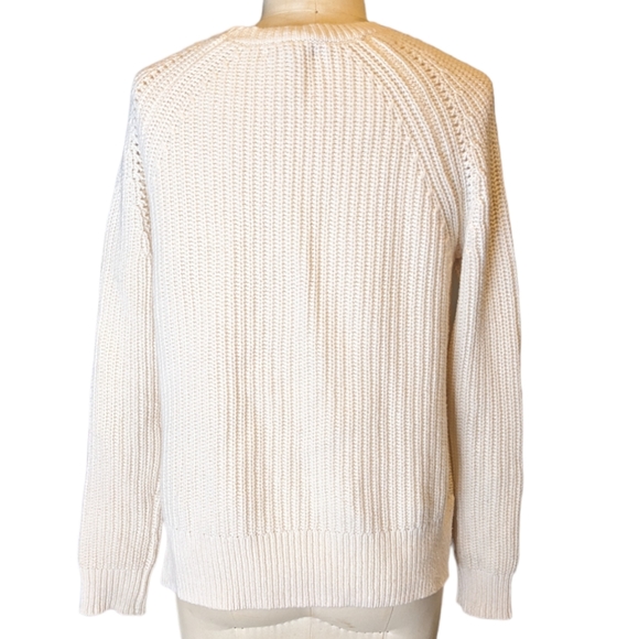 J. Crew Sweater Ivory Wool Cotton Blend with Cutouts Women's Size Small - Picture 3 of 6
